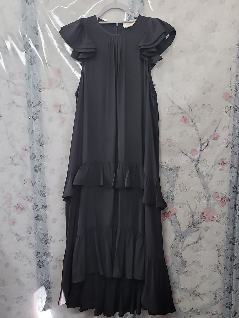 Zimmermann Black Ruffle-Tiered Hi-Lo Maxi Dress Size 4